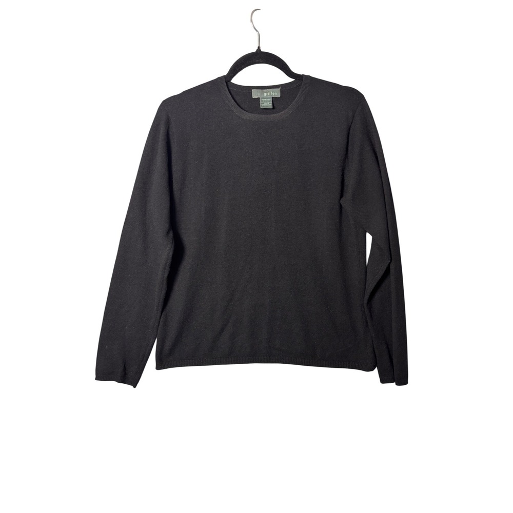 Griffen Women Sweater M Black 100% Cashmere Crewneck Pullover Quiet Luxury